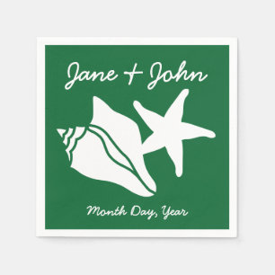Summer Seashells in Green Napkins