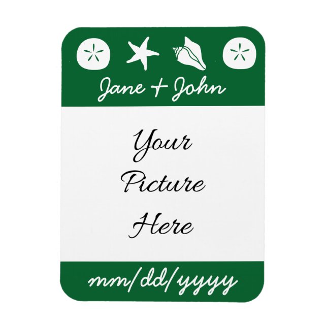 Summer Seashells in Green Save-the-Date Magnet (Vertical)
