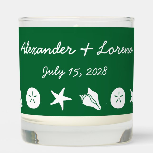 Summer Seashells in Green Scented Candle (Front)