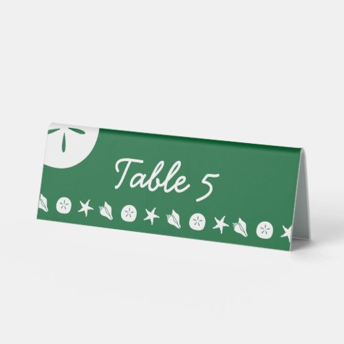 Summer Seashells in Green Table Tent Sign