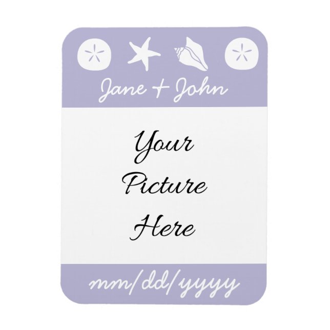 Summer Seashells in Lavender Save-the-Date Magnet (Vertical)
