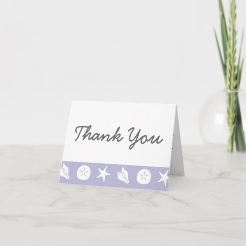 Summer Seashells in Lavender Thank You Card