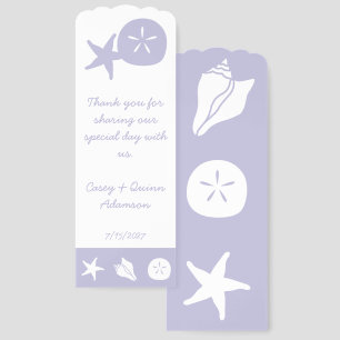 Summer Seashells in Lavender Wedding Favor Bookmarks