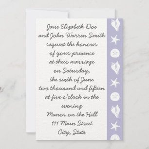 Summer Seashells in Lavender Wedding Invitation