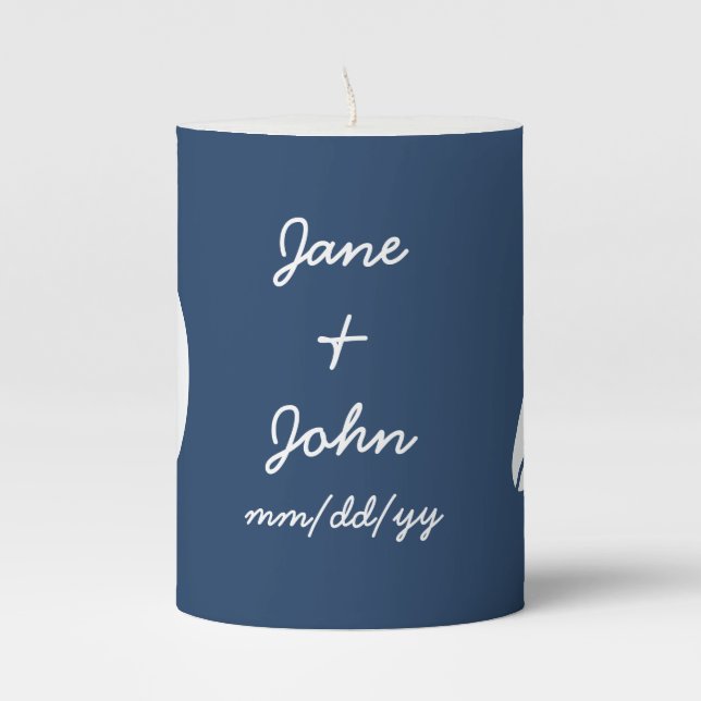 Summer Seashells in Navy  Pillar Candle (Front)