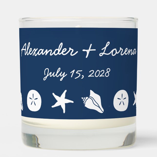 Summer Seashells in Navy Scented Candle (Front)
