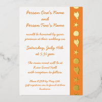 Summer Seashells in Orange Foil Invitation