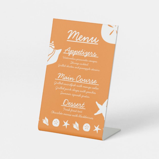 Summer Seashells in Orange Pedestal Sign (Front)