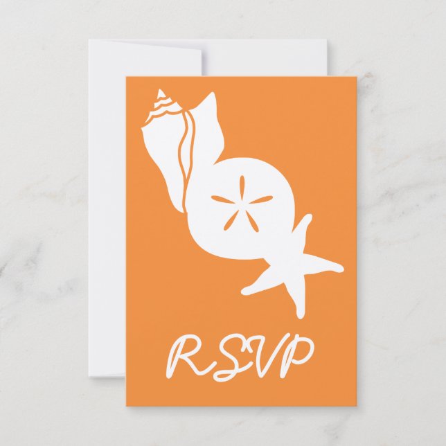 Summer Seashells in Orange RSVP Card (Front)