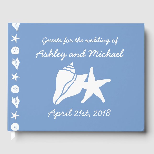 Summer Seashells in Periwinkle Guest Book (Front)