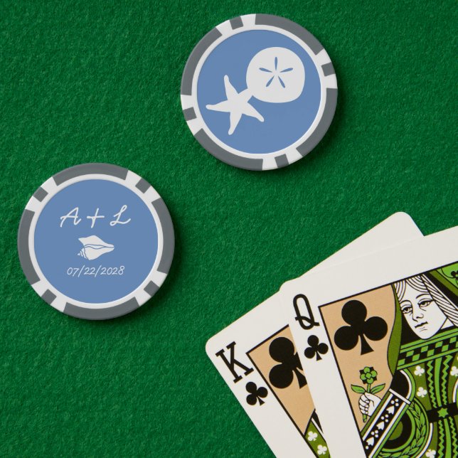 Summer Seashells in Periwinkle Poker Chips (Poker Table (Double))