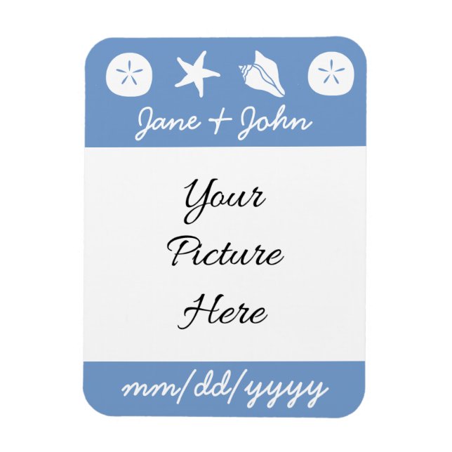 Summer Seashells in Periwinkle Reminder Magnet (Vertical)