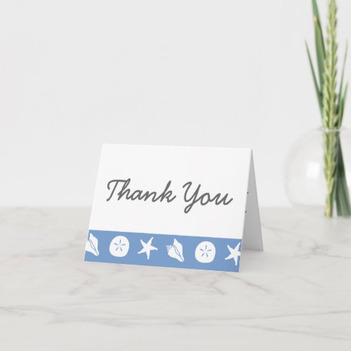 Summer Seashells in Periwinkle Thank You Card