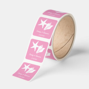 Summer Seashells in Petal Pink Wedding Square Sticker