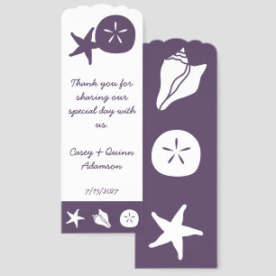 Summer Seashells in Purple Wedding Favor Bookmarks