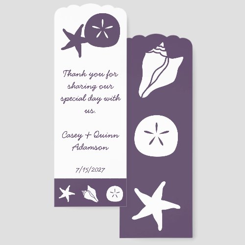 Summer Seashells in Purple Wedding Favor Bookmarks