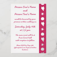 Summer Seashells in Raspberry Foil Invitation
