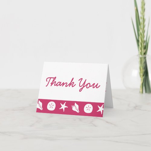 Summer Seashells in Raspberry Thank You Card