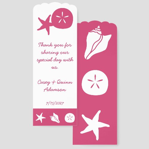 Summer Seashells in Raspberry Wedding Favor Bookmarks