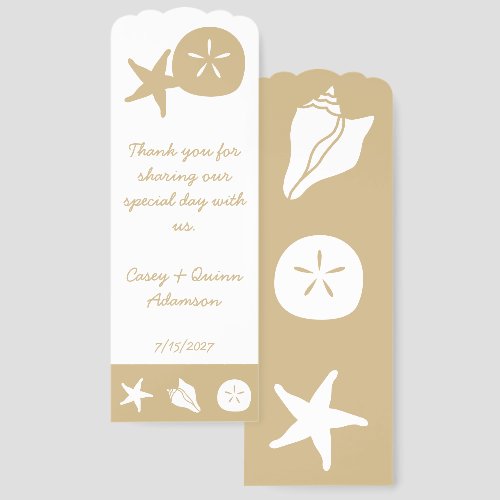 Summer Seashells in Sand Wedding Favor Bookmarks