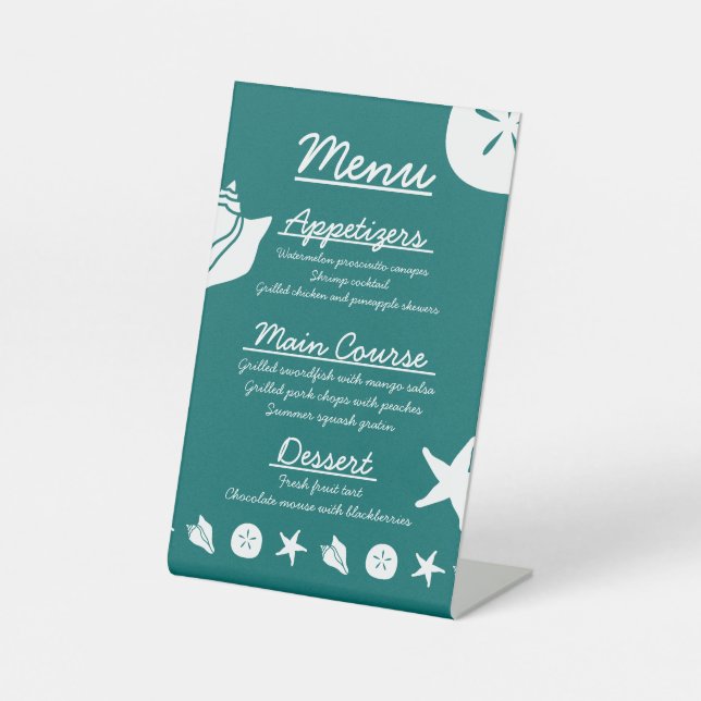 Summer Seashells in Teal Pedestal Sign (Front)