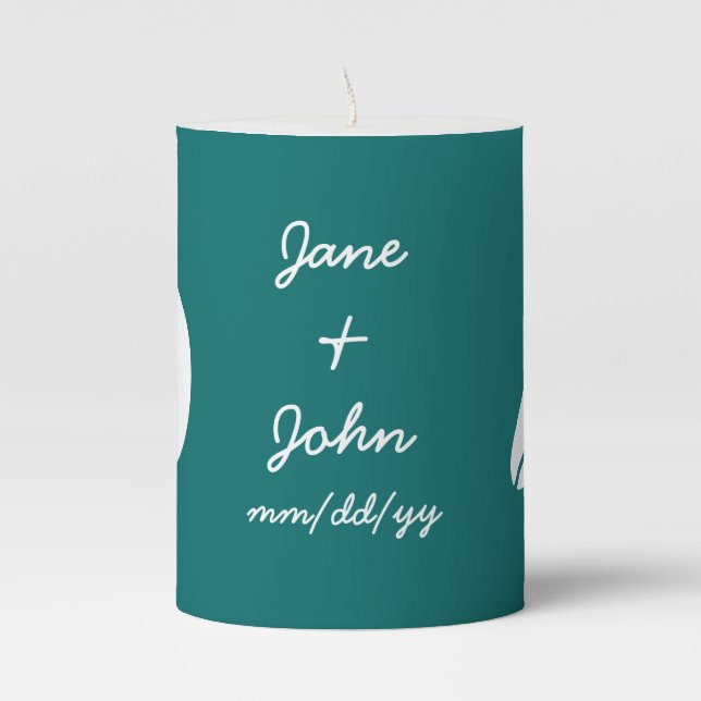 Summer Seashells in Teal  Pillar Candle (Front)