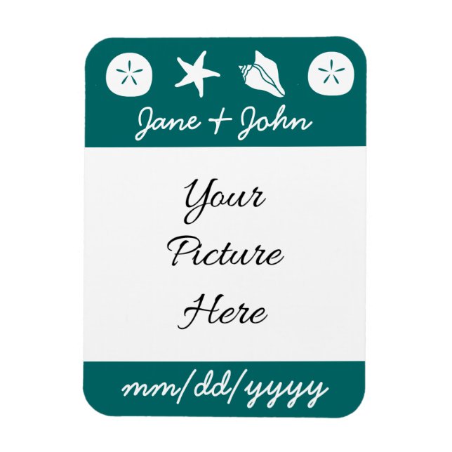 Summer Seashells in Teal Save-the-Date Magnet (Vertical)
