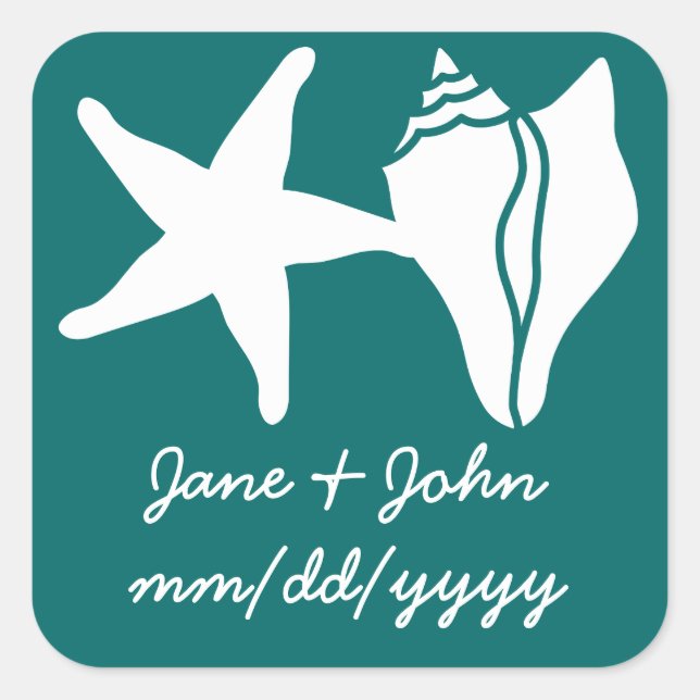 Summer Seashells in Teal Sticker (Front)