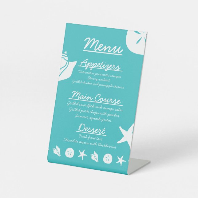 Summer Seashells in Turquoise Pedestal Sign (Front)