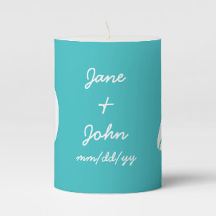 Summer Seashells in Turquoise Pillar Candle