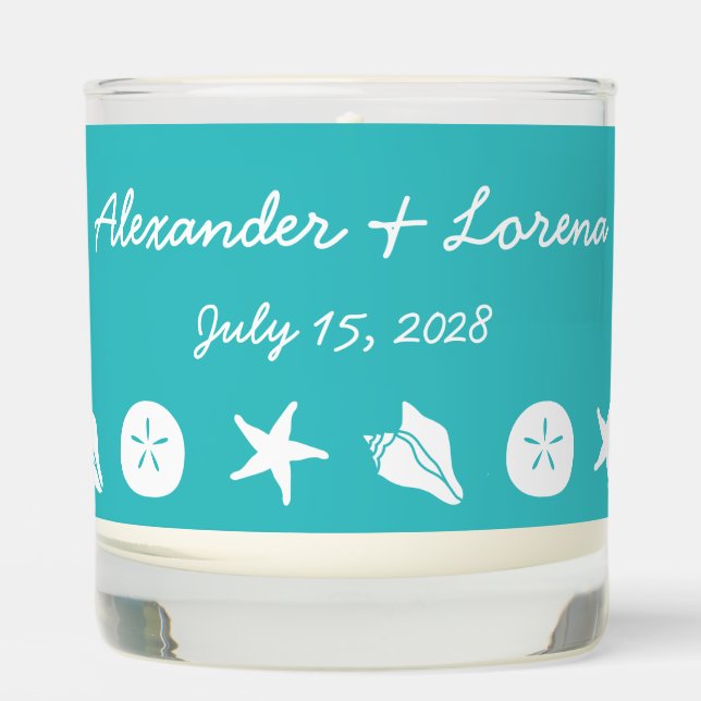 Summer Seashells in Turquoise Scented Candle (Front)