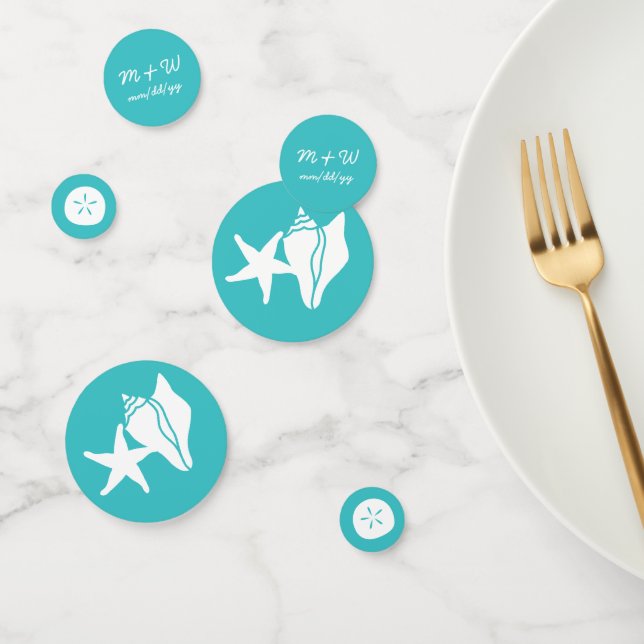 Summer Seashells in Turquoise Table Confetti (Group)