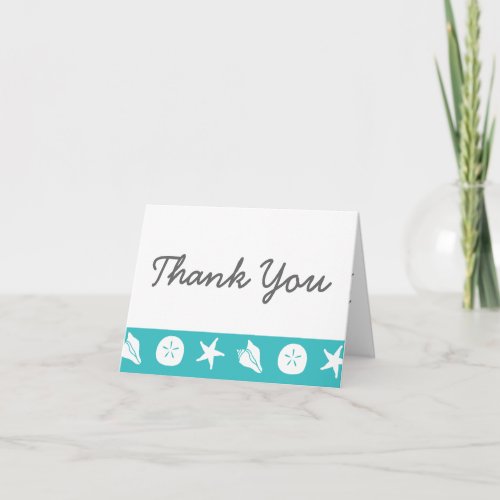 Summer Seashells in Turquoise Thank You Card