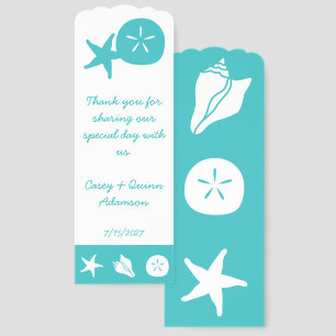 Summer Seashells in Turquoise Wedding Favor Bookmarks