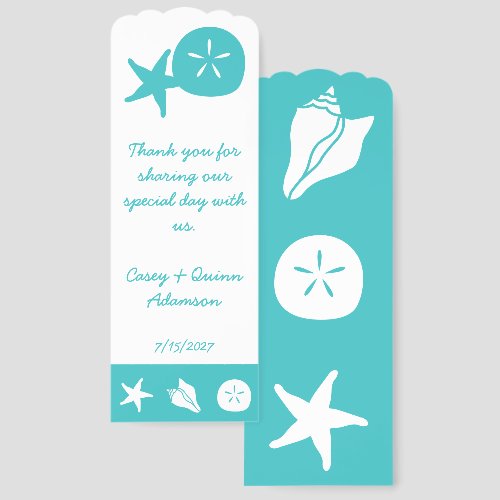Summer Seashells in Turquoise Wedding Favor Bookmarks