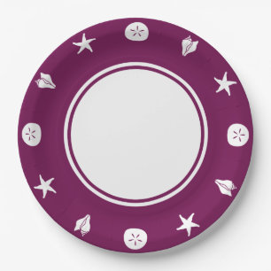Summer Seashells in Wine Paper Plate