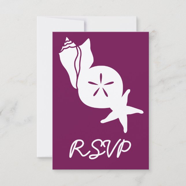Summer Seashells in Wine RSVP Card (Front)