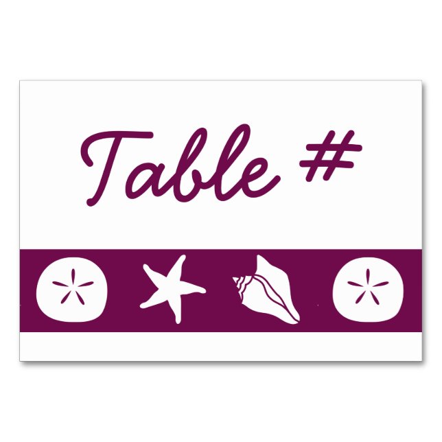 Summer Seashells in Wine Table Card (Front)