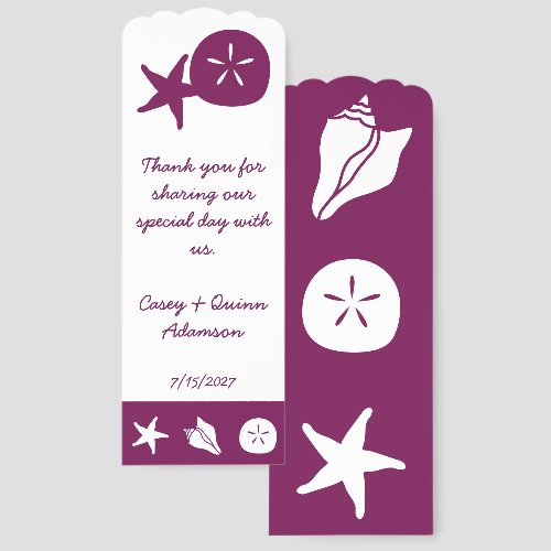 Summer Seashells in Wine Wedding Favor Bookmarks