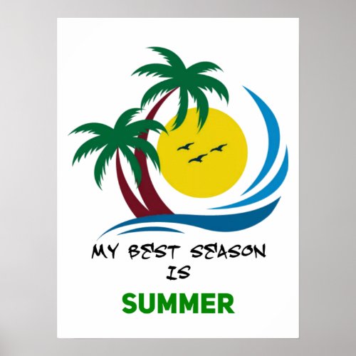 summer season aloha vibes beach sun palm tree    poster