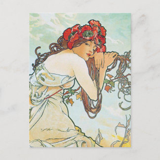 Summer Season Alphonse Mucha Fine Art Postcard