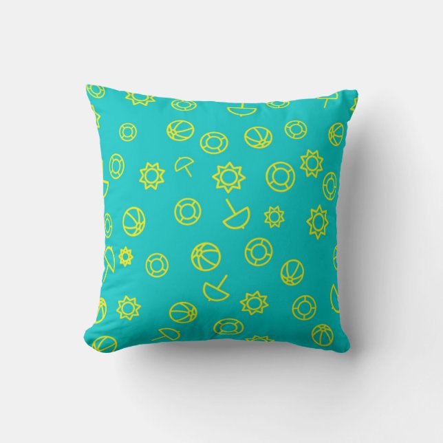 Summer Season Collage Throw Pillow (Front)