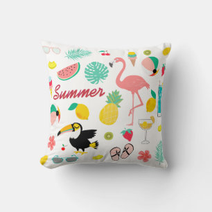 Summer Season Fun Colorful Warmest Season Throw Pillow