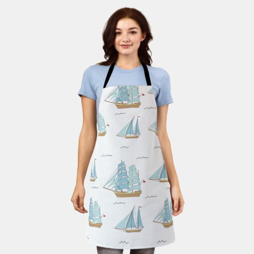 Summer Seatime Cute yachts with sail Apron