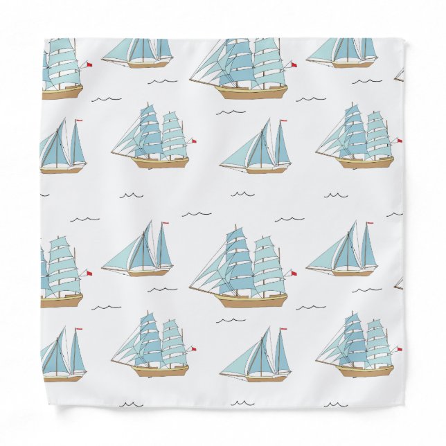 Summer Seatime Cute yachts with sail Bandana (Front)