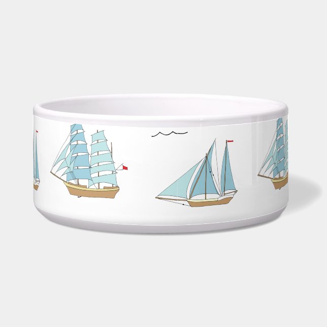 Summer Seatime Cute yachts with sail Bowl (Front)