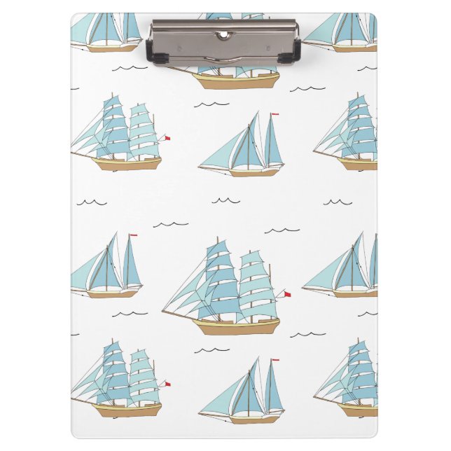 Summer Seatime Cute yachts with sail Clipboard (Front)