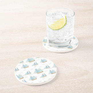 Summer Seatime Cute yachts with sail Coaster