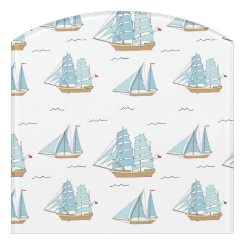 Summer Seatime Cute yachts with sail Door Sign