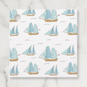 Summer Seatime Cute yachts with sail Favor Tags